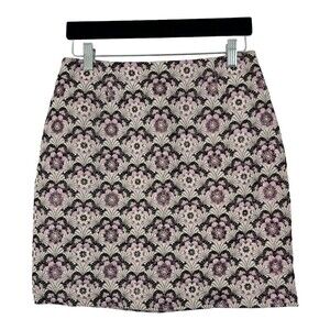 NAF NAF Womens Size 38 US 6 Purple Metallic Floral Straight Skirt